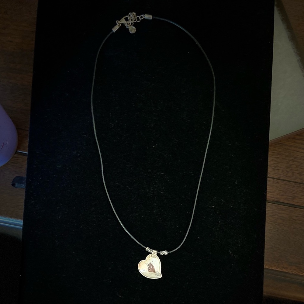 Silpada You've Got a Heart Necklace Etched Sterling Silver-Genuine leather